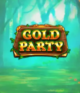 Discover the fairy-tale forest of the Gold Party game by Pragmatic Play, showcasing a rustically styled wooden sign engraved with golden letters. The setting is a green forest which adds a touch of enchantment to the game's theme. Perfect for those who enjoy nature-themed slots, providing a delightful gaming experience. 